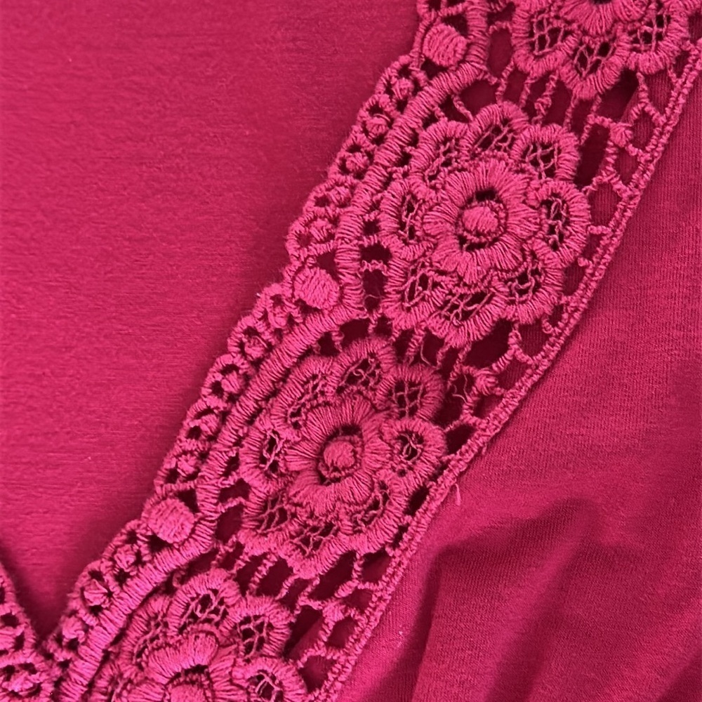 Eyeshadow Babydoll Empire Waist Crochet Trim V Neck Wrap  vintage Y2k coquette - Picture 6 of 6